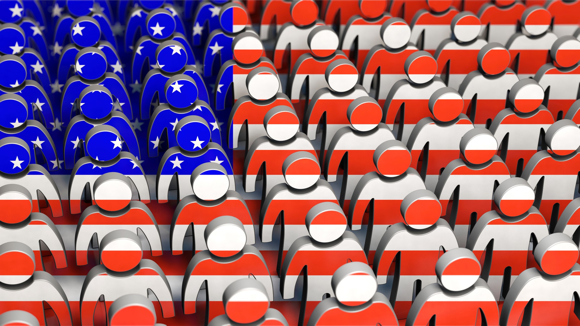 Symbolic image: Figures and US flag - people of the USA
