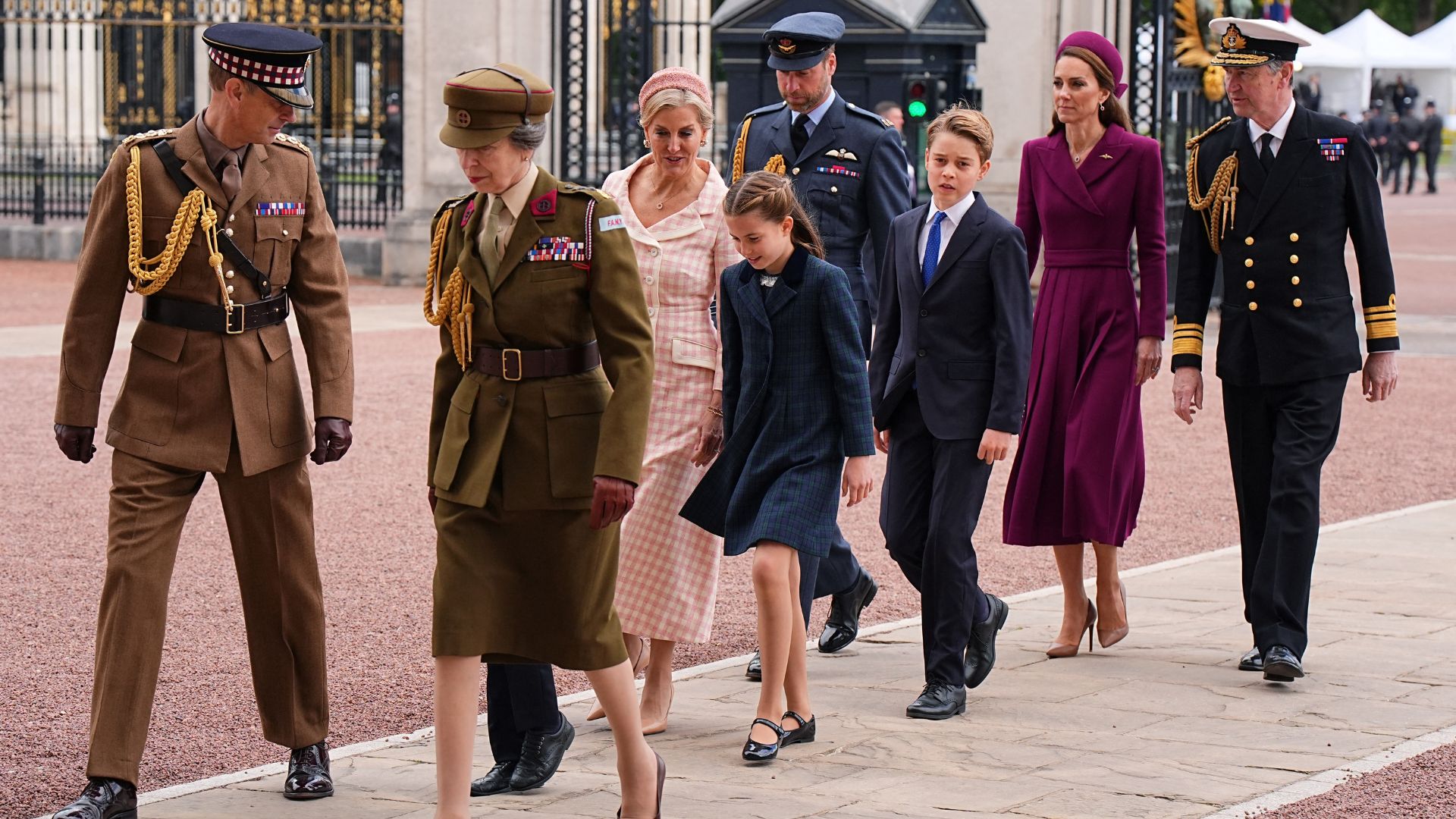 The Royal Family - including Timothy Laurence and Princess Anne - head towards Buckingham Palace