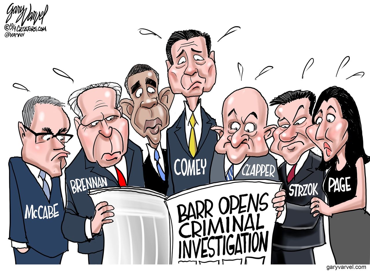 Political Cartoon U.S. Barr Criminal Investigation Trump News