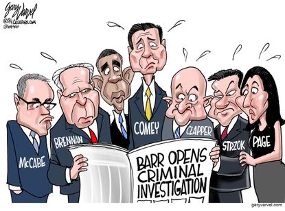 Political Cartoon U.S. Barr Criminal Investigation Trump News