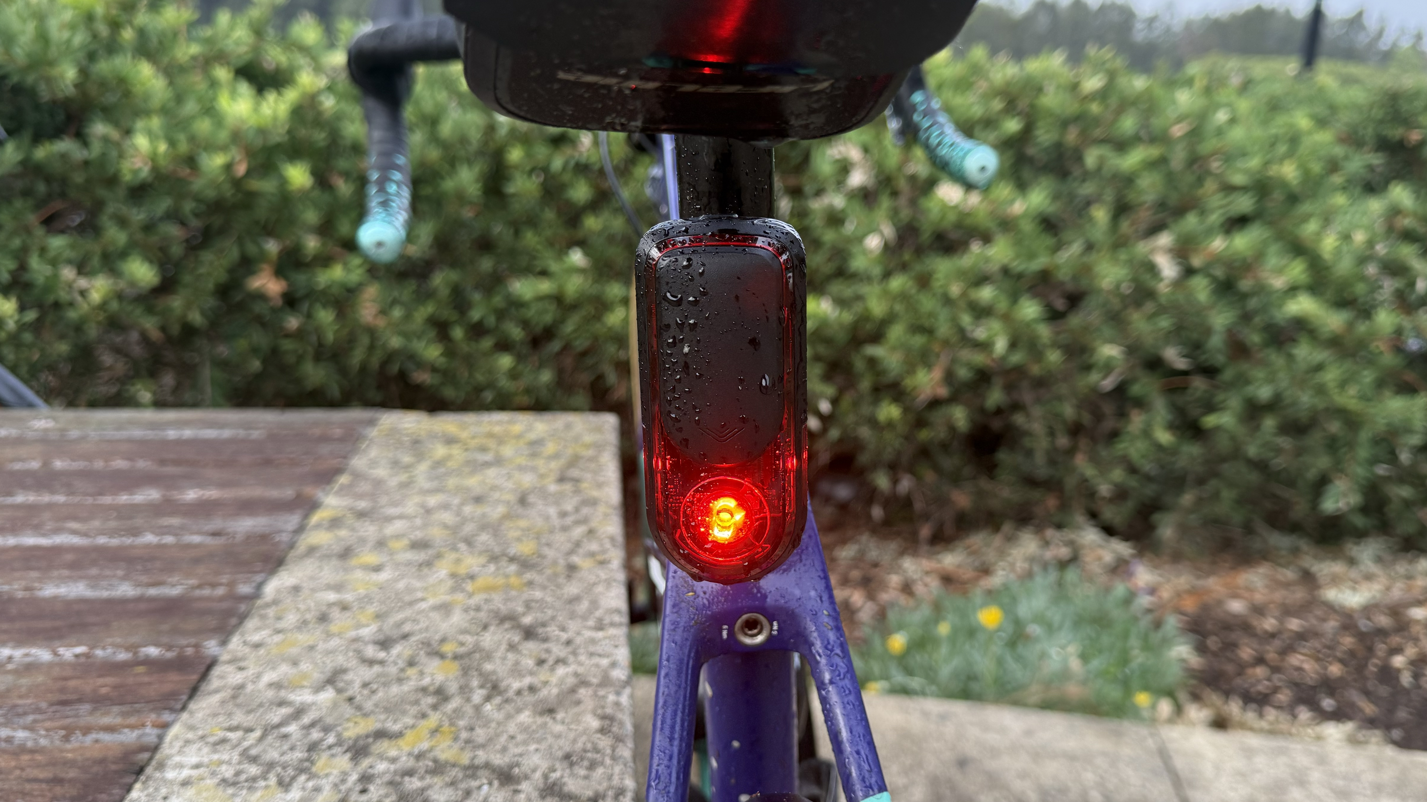 The Garmin Varia Rearvue 820 strapped on a bike