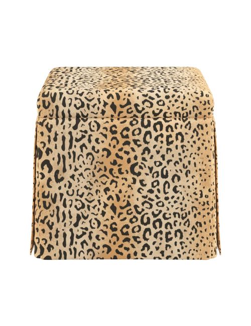 Skirted Storage Ottoman in Leopard