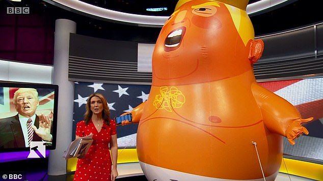 Trump baby blimp in BBC studios.