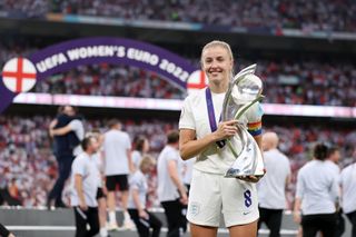England's Leah Williamson with the Euro 2022 trophy