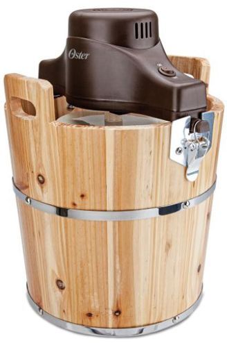 Nostalgia 6 qt Ice Cream Maker with Wood Bucket, Brown