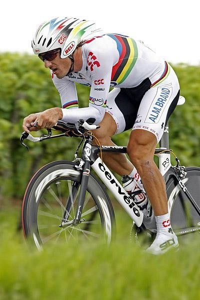 Fabian Cancellara (Team Csc) showing battle scars from the Tour