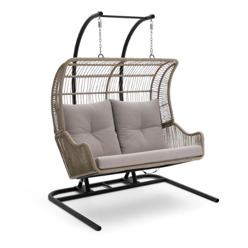 Habitat, Habitat Malta Double Steel Garden Hanging Chair - Beige