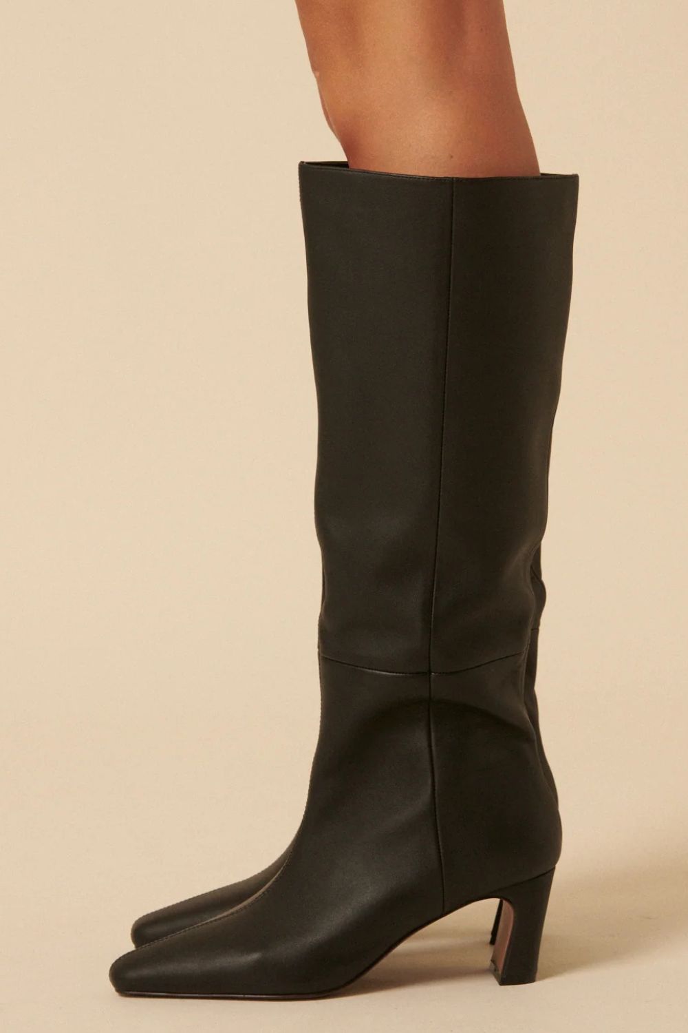 Nobody's Child Black Leather Knee High Boots