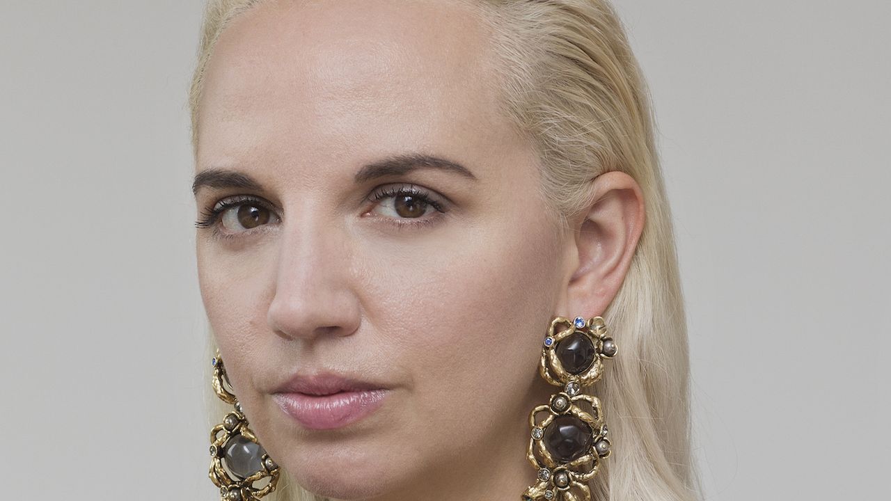 Portrait of Christelle Kocher wearing a black shirt, realised in 2019.