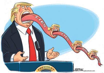 Political Cartoon U.S. Trump Lies Forked Tongues