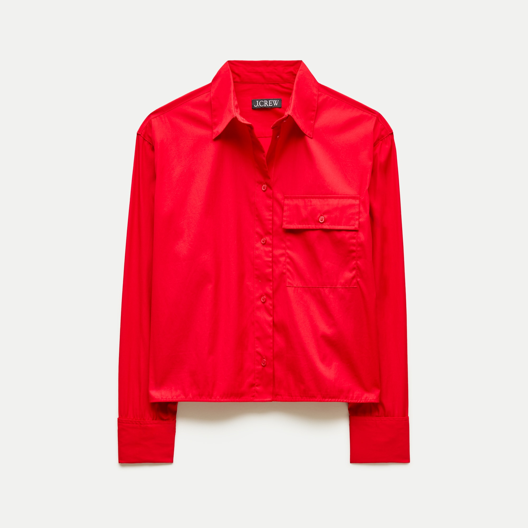 Esme Cropped Button-Up Shirt in Greenwich Poplin