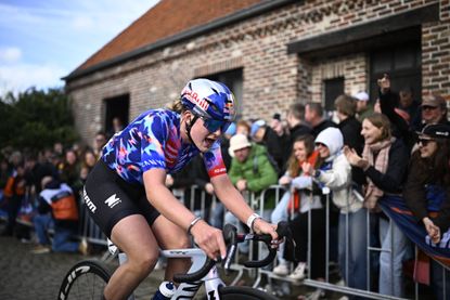 British Zoe Backstedt of Canyon-SRAM pictured in action during the Tour of Flanders