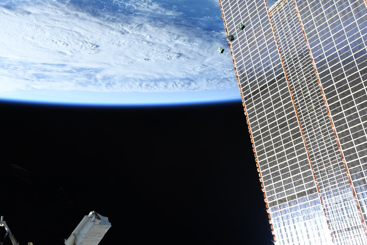 The three Cubesats being released into low Earth orbit