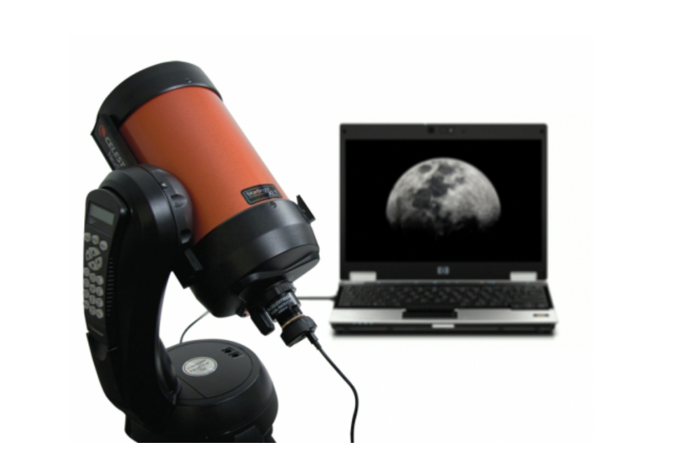 A Celestron NexImage 5 CCD connected to a laptop.