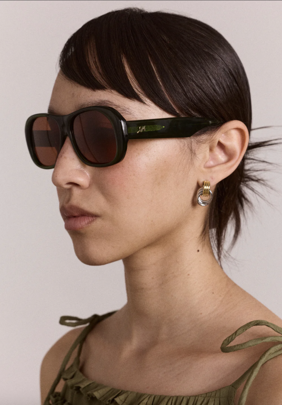 Damson Madder, Oversized Aviator Sunglasses - Green