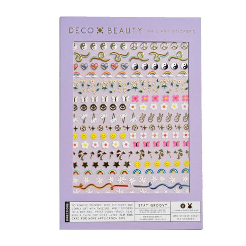 Deco Beauty Stay Groovy - Super Thin &amp;amp; Easy-To-Apply Nail Art With the Cutest Designs - Durable &amp;amp; Long-Lasting Nail Art Stickers and Decals for Women, for Diy At-Home Manicures &amp;amp; Salon-Quality Nails