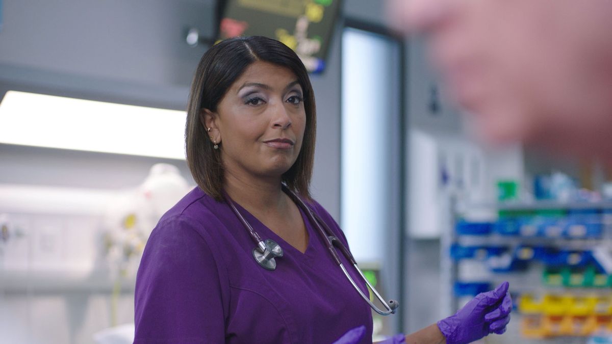 Sunetra Sarker as Zoe Hanna in Casualty. 