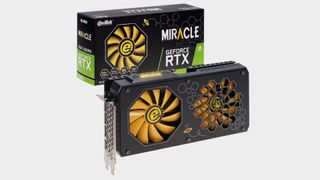 The shroud for this 12 GB Emtek Miracle RTX 3060 is dotted with hexes