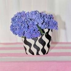 Rixo homeware black and white vase with purple flowers