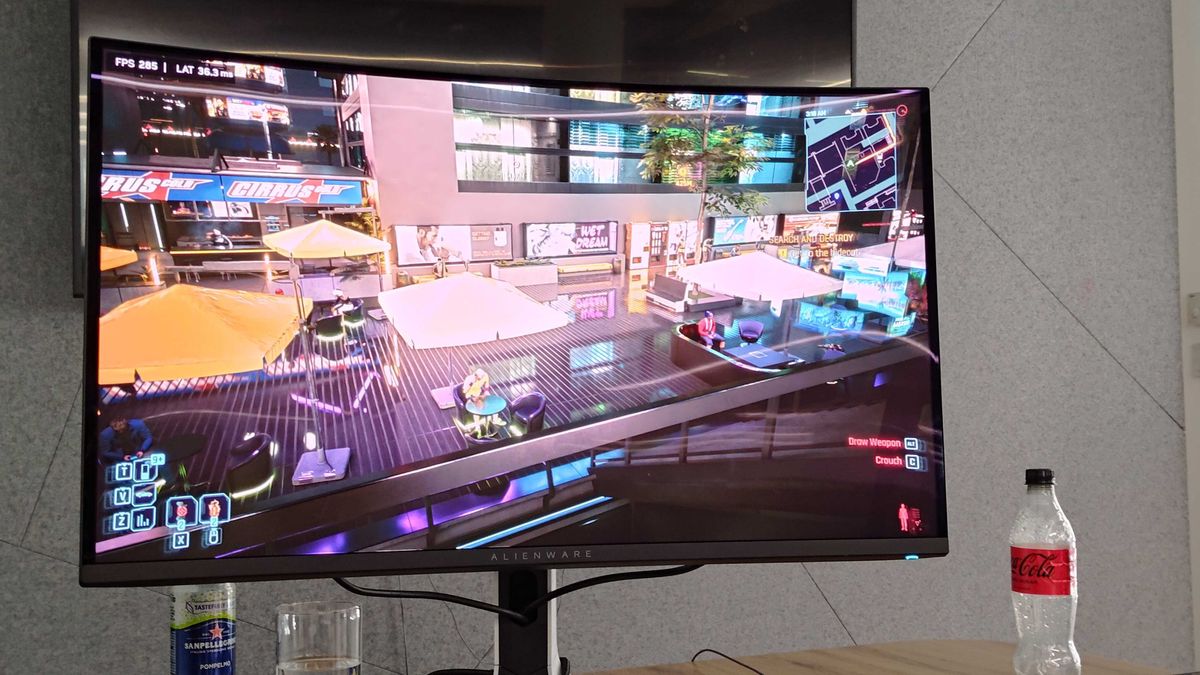 Image of Cyberpunk 2077 running on RTX 5090 at Nvidia event