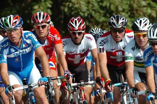 Fabian Cancellara (Switzerland) bides his time in the peloton.
