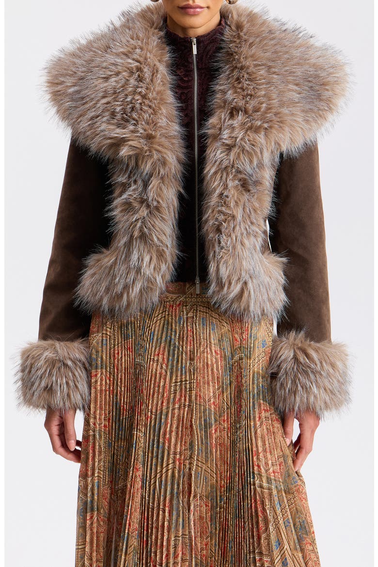 Penny Lane Faux Leather Jacket With Faux Fur Trim