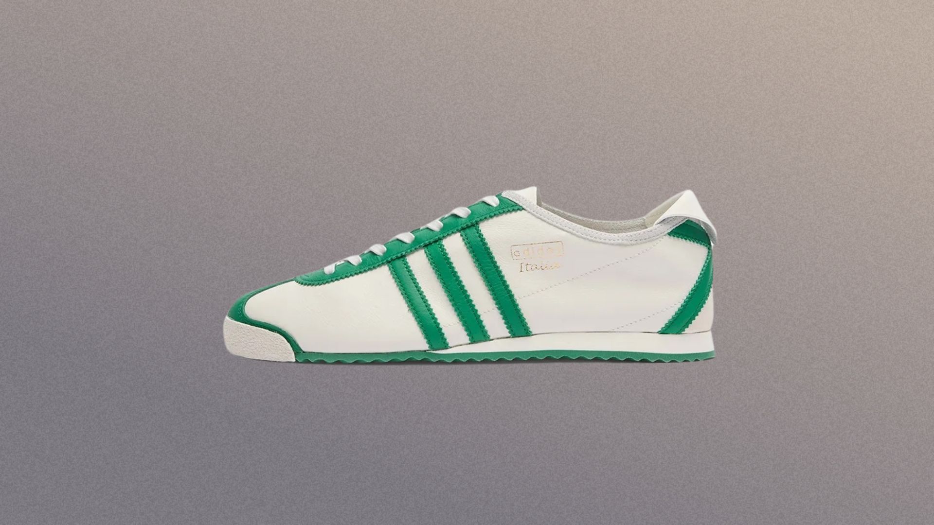 Adidas Italia side view in white and green 
