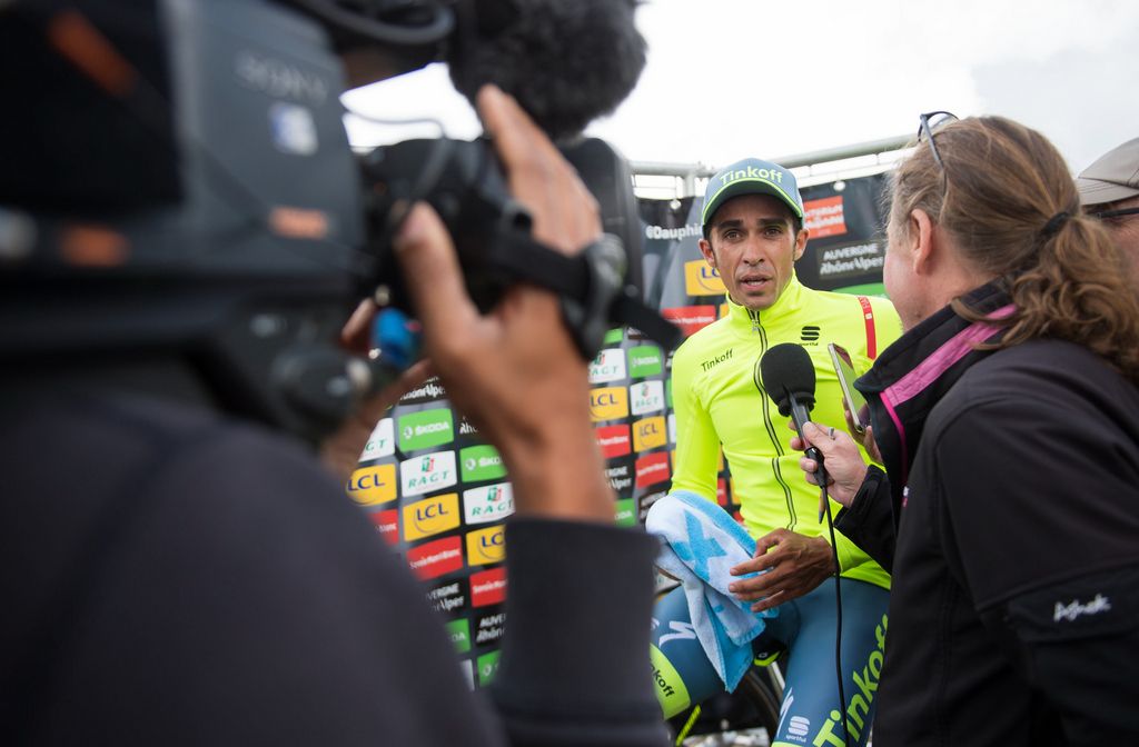 Post-race interview for Alberto Contador (Tinkoff)