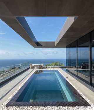 Rooftop swimming pool with views of the ocean