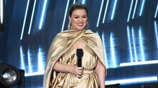 Kelly Clarkson speaks onstage at the 2020 Billboard Music Awards, broadcast on October 14, 2020 at the Dolby Theatre