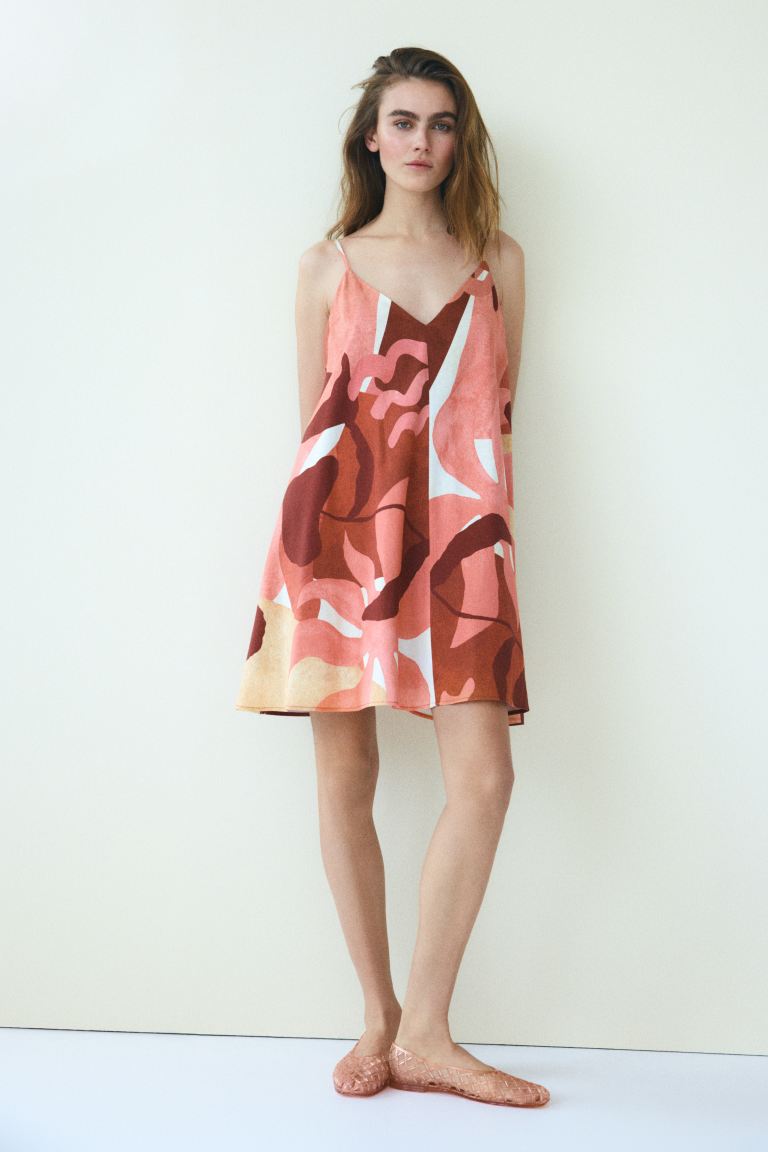 Linen-Blend Mini Dress