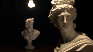 New LunaBulb Accessory Kit shining on a bust of a Roman senator.