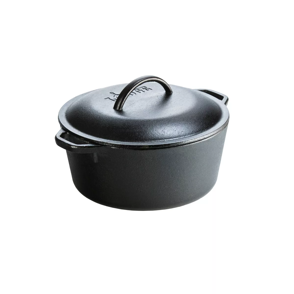 Lodge 5qt Cast Iron Dutch Oven: Preseasoned, Tarnish &amp;amp; Rust-Resistant, Black, 2-Piece Set, Hand Wash Only