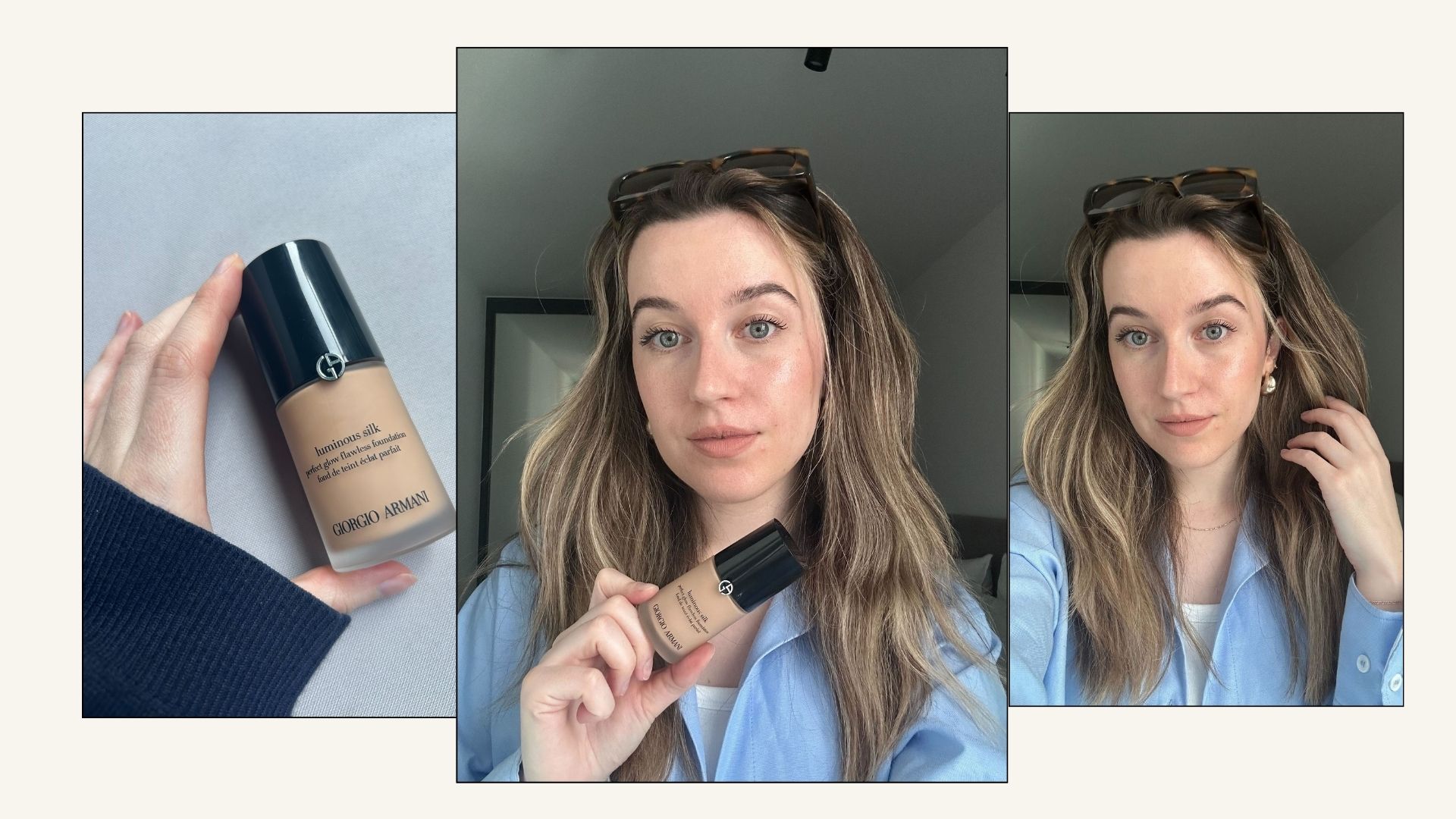 Junior beauty editor Grace Lindsay testing the Giorgio Armani Luminous Silk Foundation