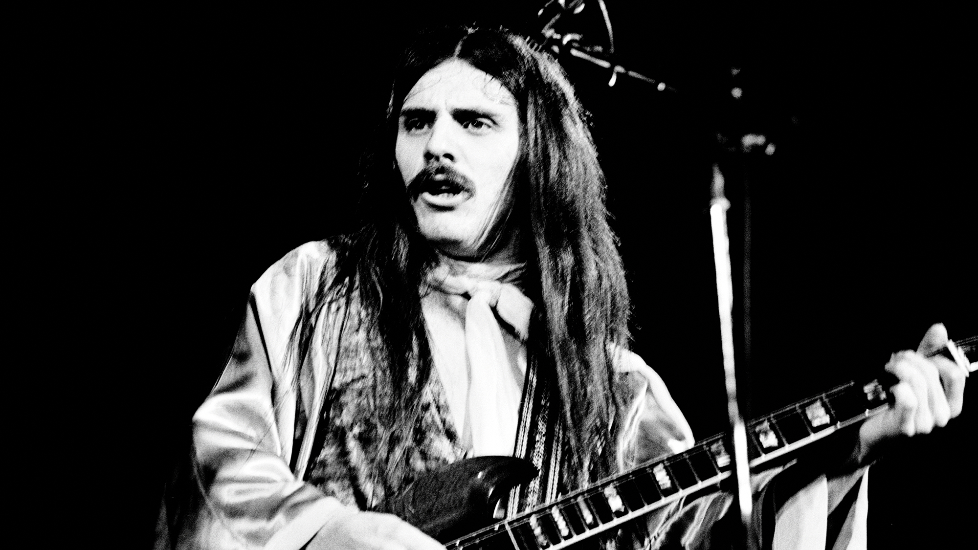Frank Marino and Mahogany Rush perform on stage at Hammersmith Odeon, London, England, on December 3rd, 1977
