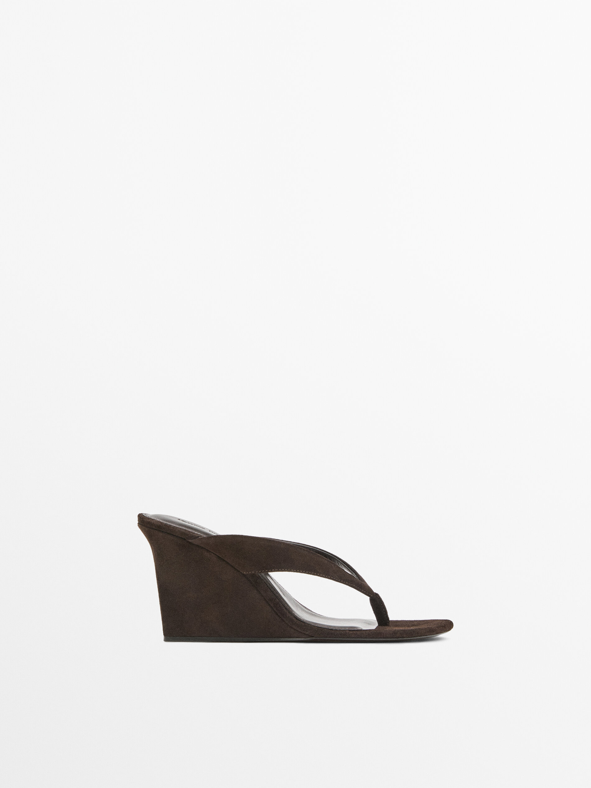 Split Leather High-Heel Wedge Sandals