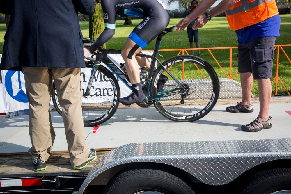 Off we go from the makeshift start ramp on St. Paul's beautiful East River Road during stage 1 at the North Star Grand Prix.