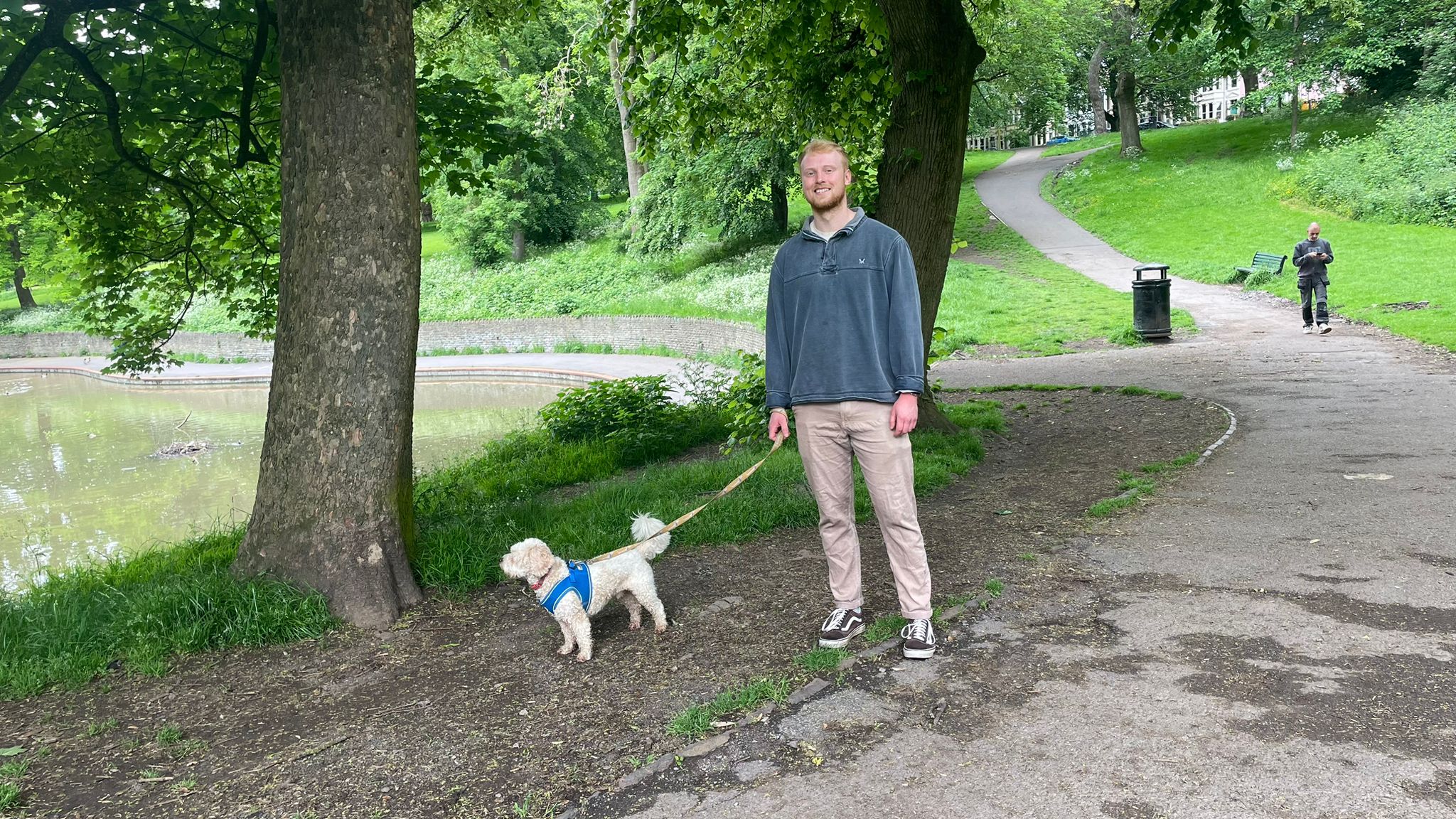 TechRadar fitness writer Harry Bullmore walking his dog