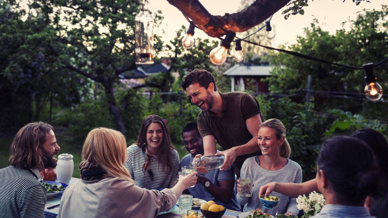 Friends having dinner