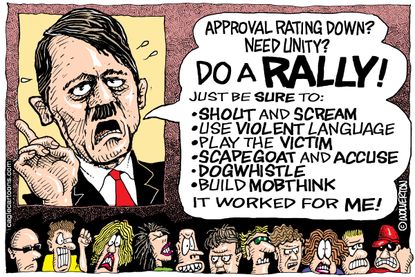 Political cartoons U.S. Hitler Trump rally populism