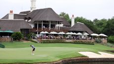 Marcus Kinhult putts out on the 18th green at Leopard Creek Golf Club in South Africa