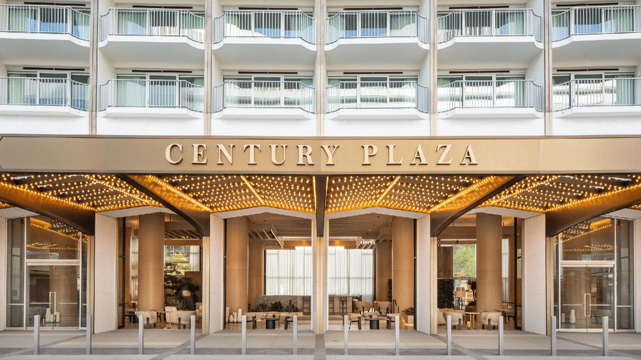 The facade at the Fairmont Century Plaza in LA