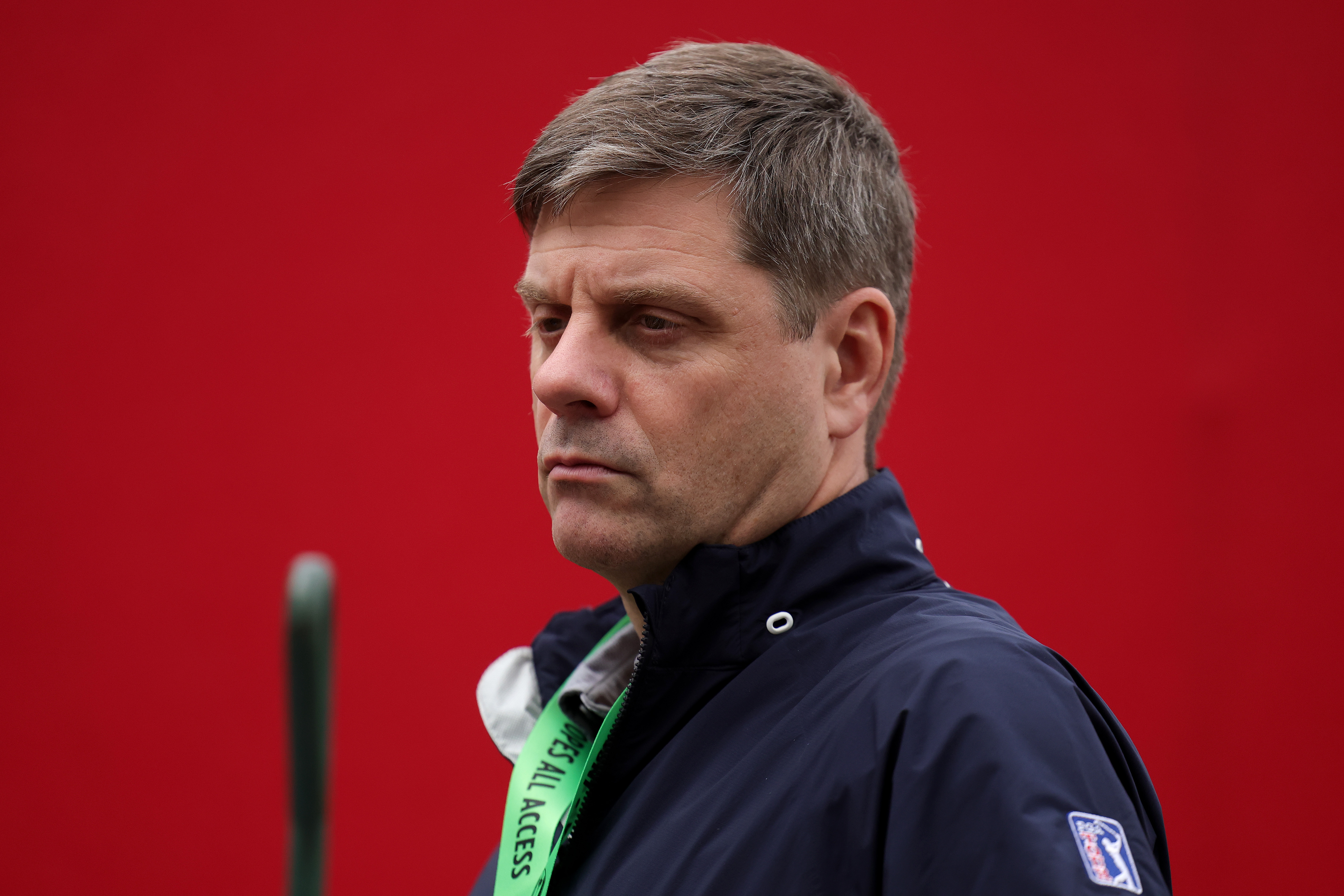 Brian Rolapp looks on during the 2025 Ryder Cup at Bethpage Black