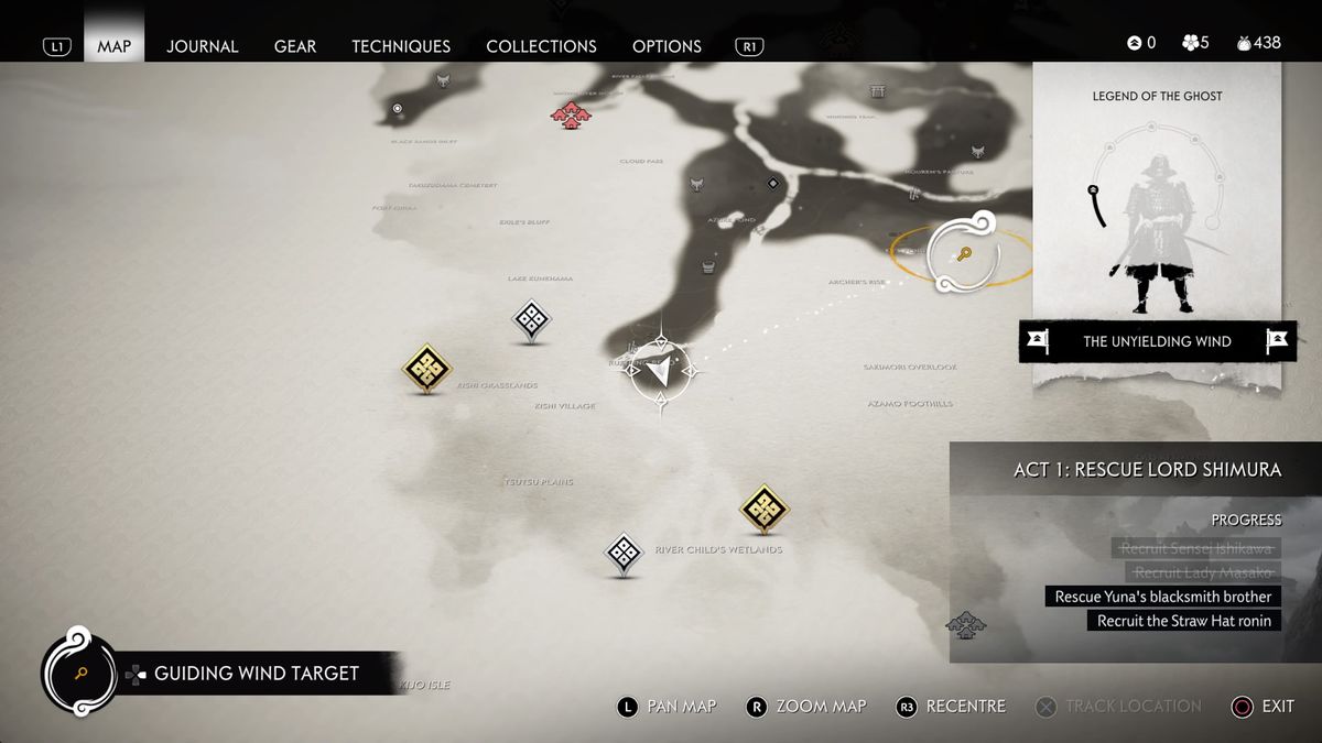 Ghost of Tsushima Legend of Tadayori map find violet flowers to get