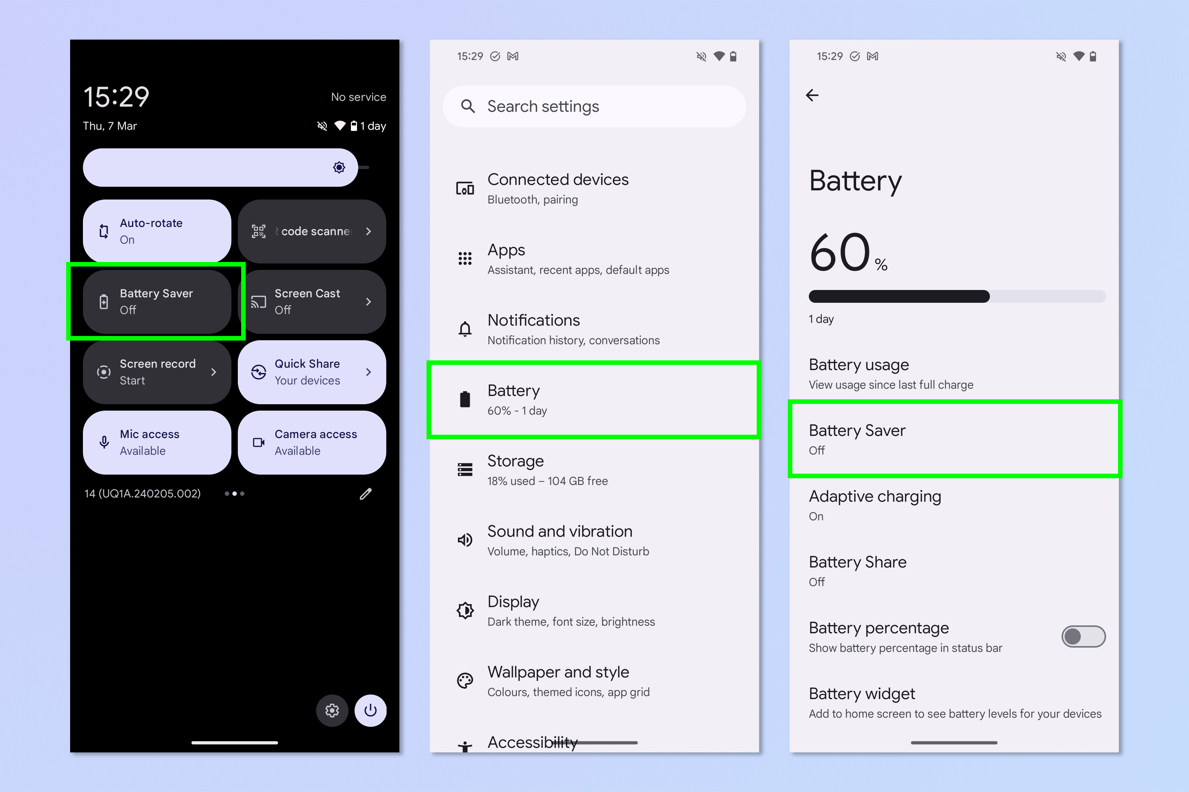 Screenshot showing how to enable and customize Extreme Battery Saver on Android