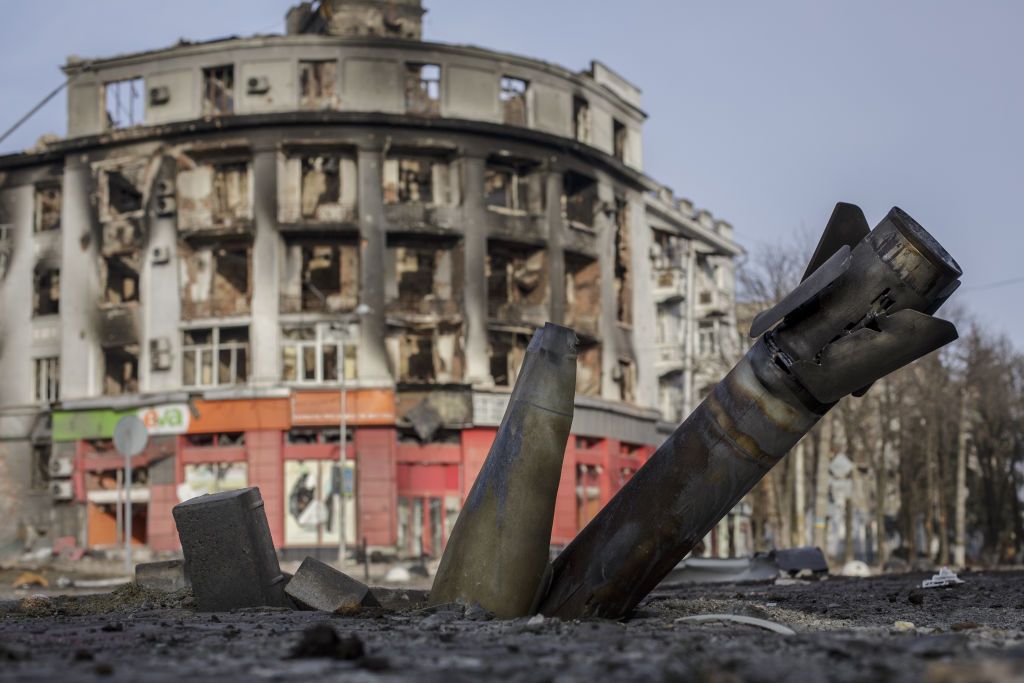 A ruin in the city of Bakhmut, Ukraine. 