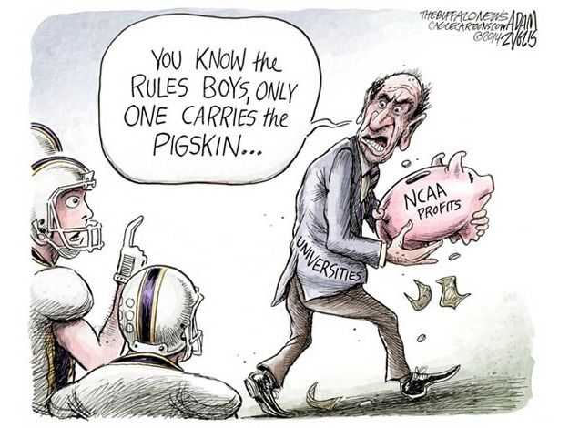 Editorial cartoon NCAA university football unions