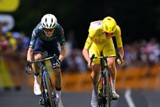 Jonas Vingegaard beating Tadej Pogacar on stage 11 of the Tour de France 2024