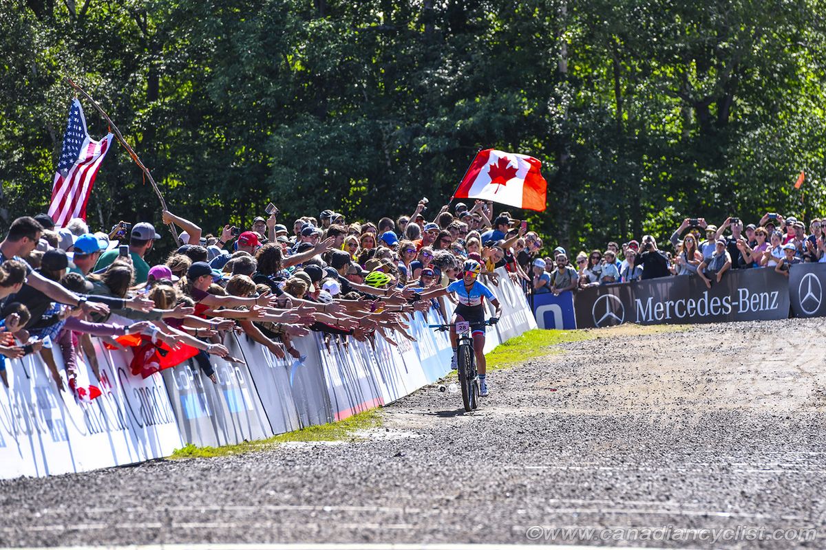 Emily Batty (Canada) is greeted by an enthusiastic home crowd