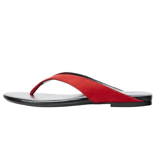 Ufedo Comfortable Womens Flat Flip Flops Thong Slippers Sandals Flip Flop Low Heels for Women Summer Beach Sandals Party Date Slides Red Size 35